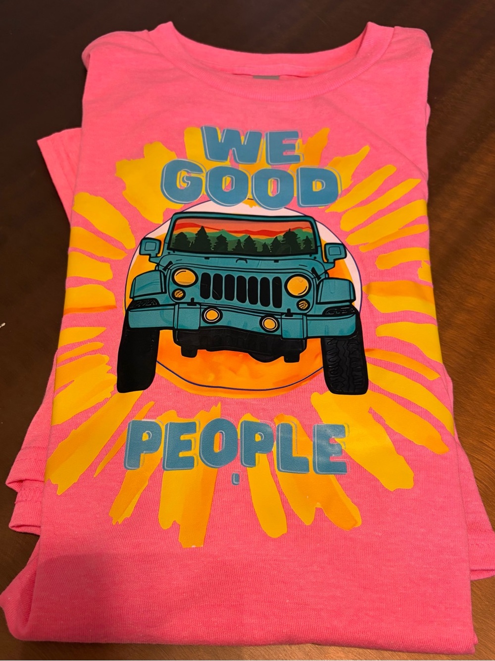 Gildan Gray Short Sleeve Tee with Pink Graphic - Picture 4 of 6